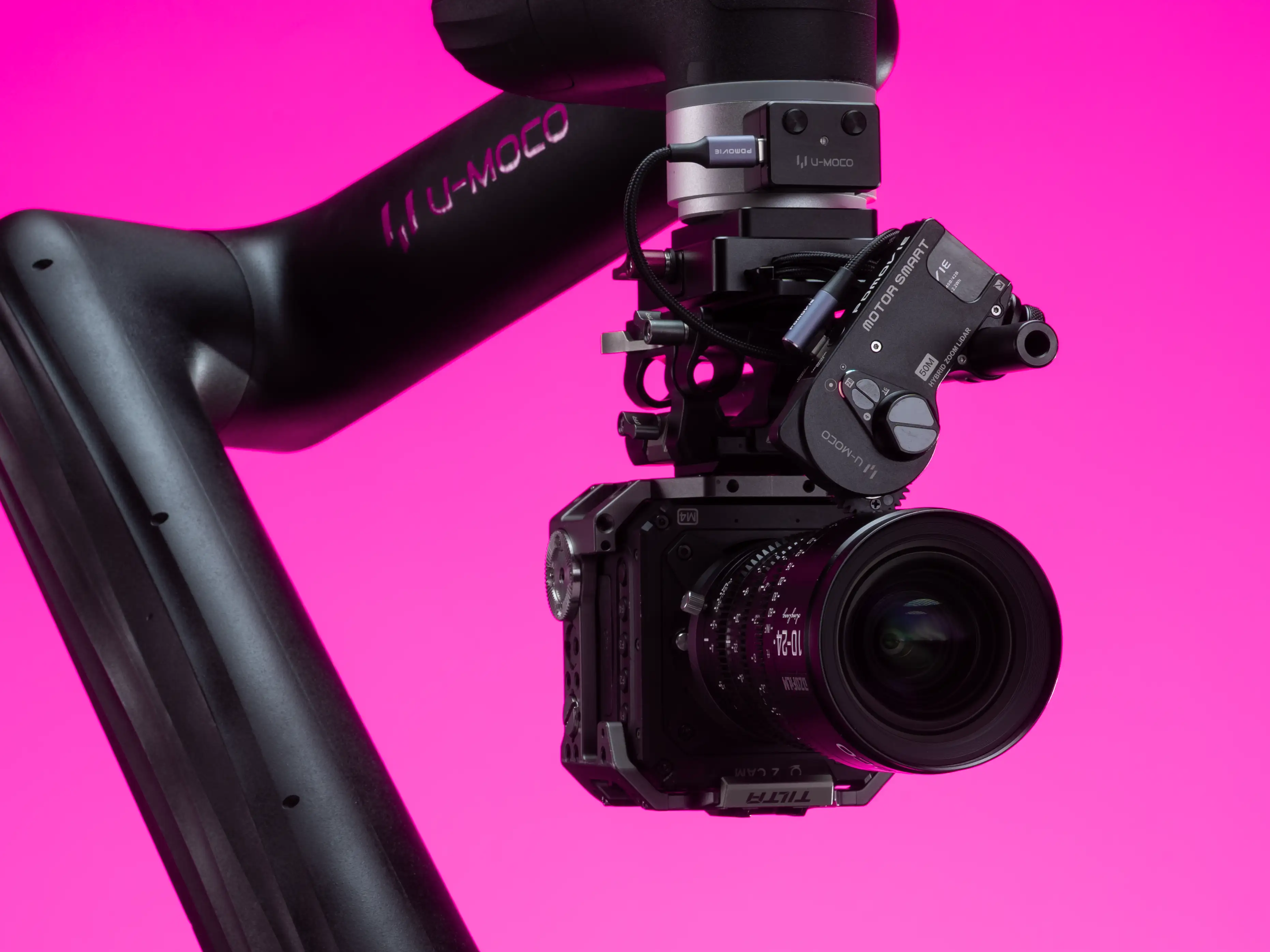 Close-up of a camera mounted on the U-MOCO GO end effector