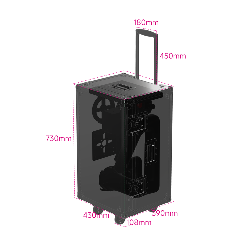 U-MOCO GO transport case dimension diagram